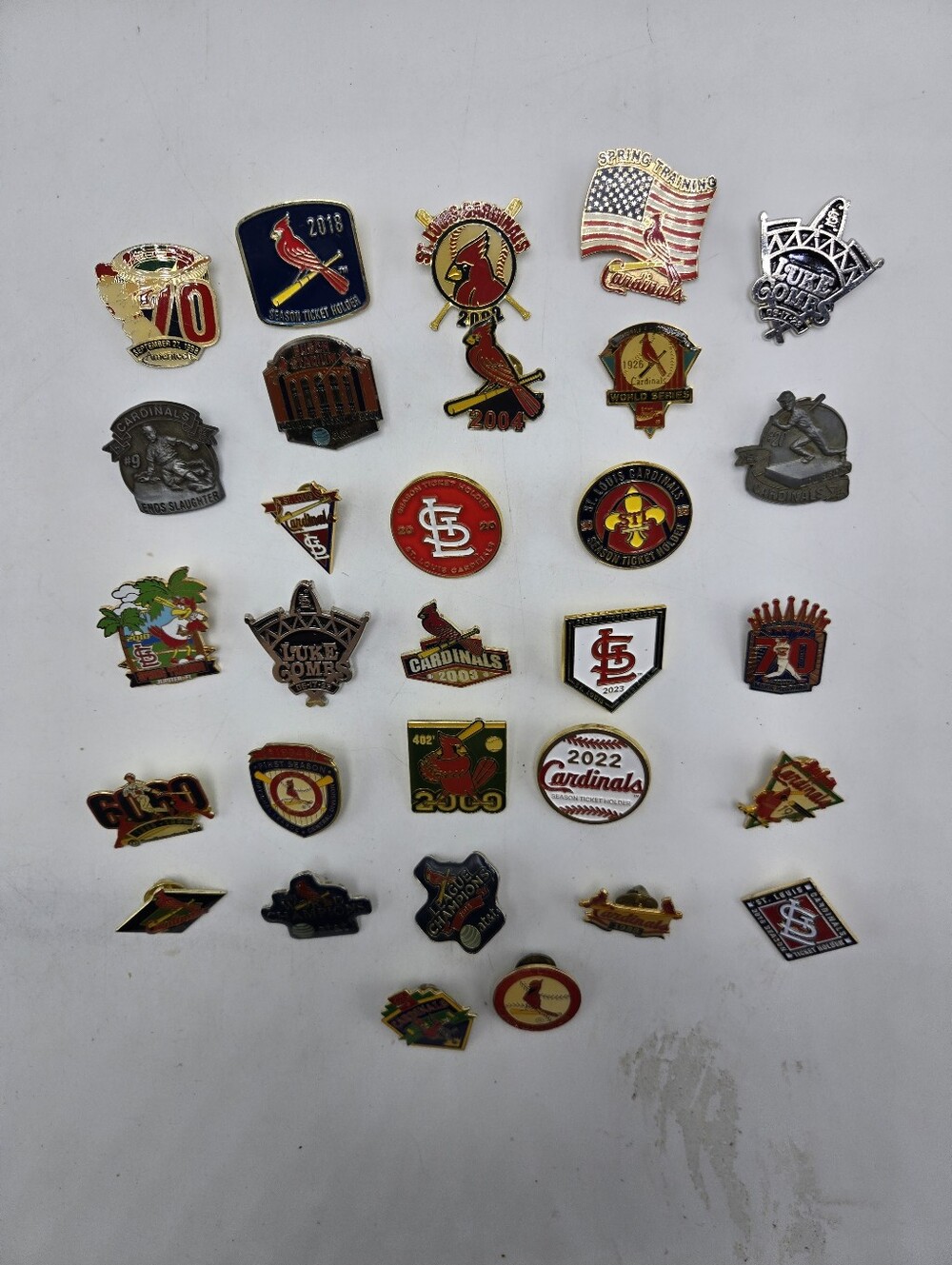 Lot of 30 St Louis Cardinals Lapel Pins MLB Baseball Gold Silver Tone Souvenir